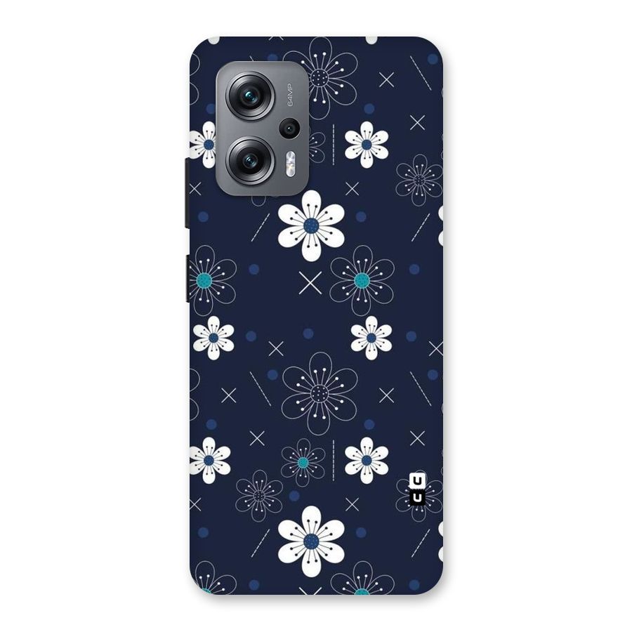 White Floral Shapes Back Case for Redmi K50i