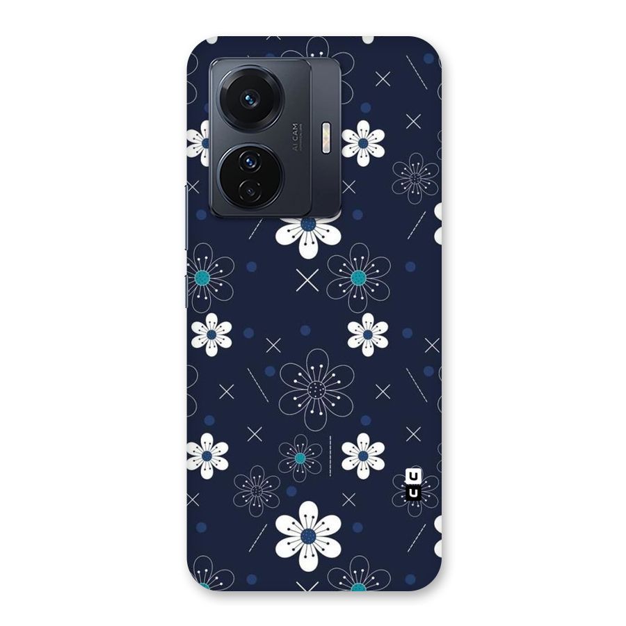 White Floral Shapes Back Case for Vivo T1 Pro