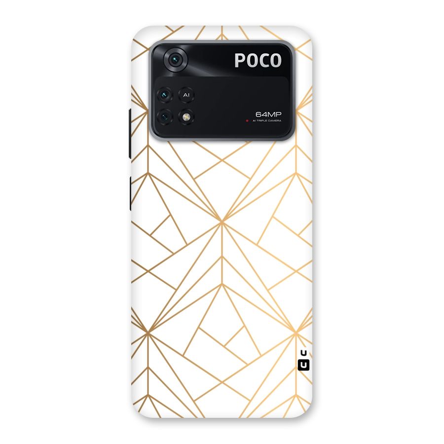 White Golden Zig Zag Back Case for Poco M4 Pro 4G