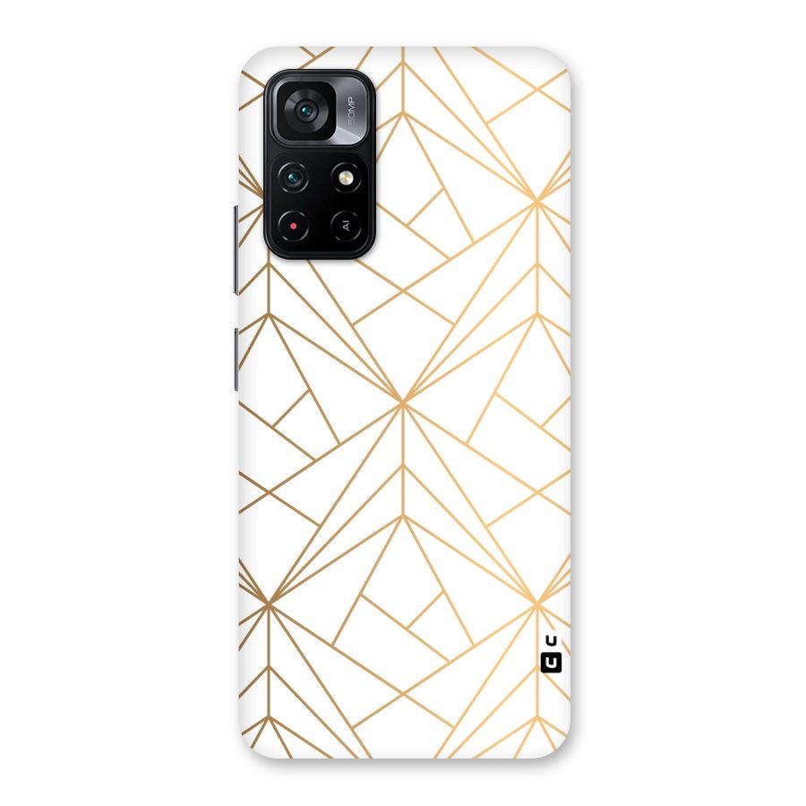 White Golden Zig Zag Back Case for Poco M4 Pro 5G
