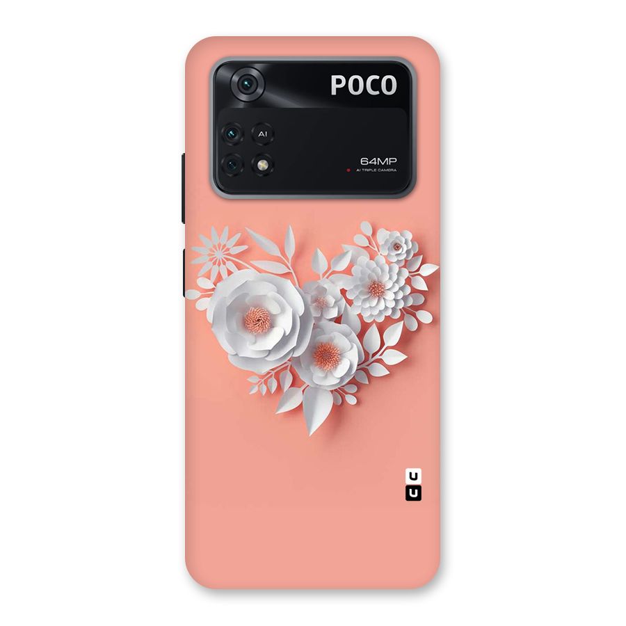 White Paper Flower Back Case for Poco M4 Pro 4G