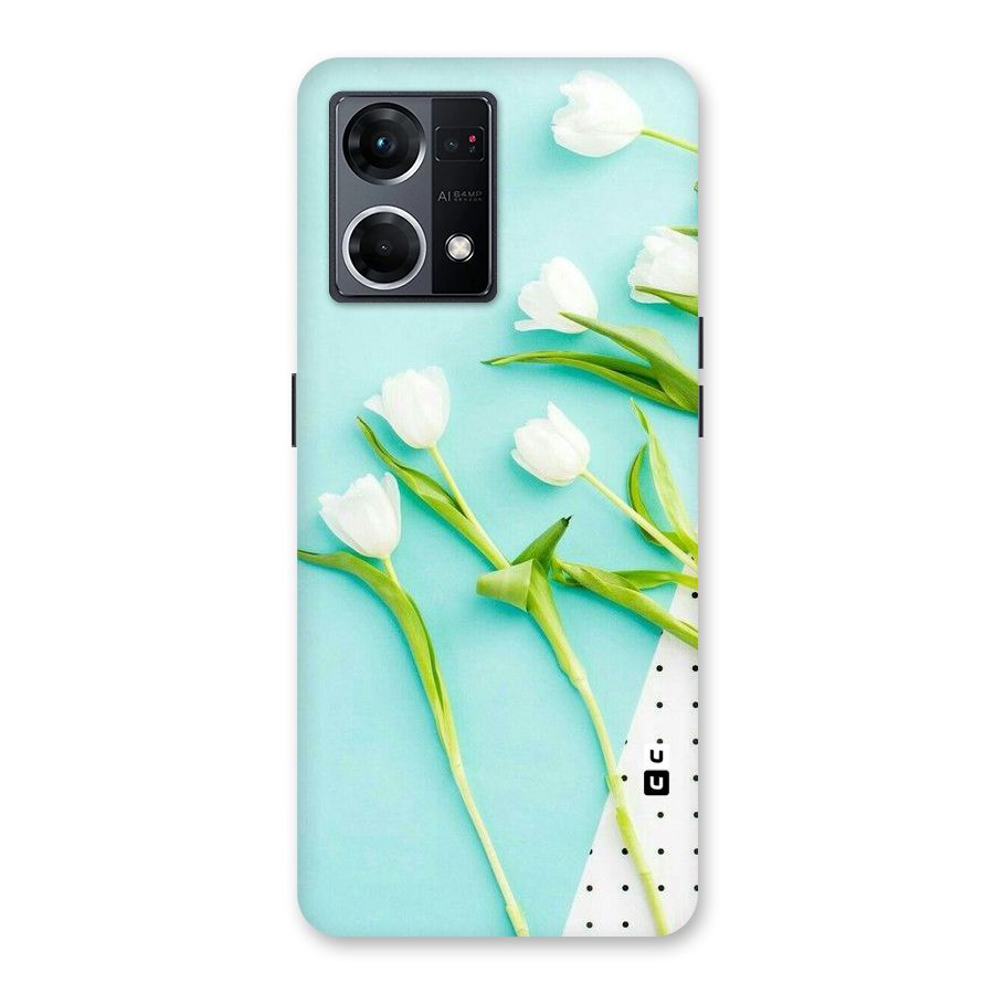 White Tulips Glass Back Case for Oppo F21 Pro 5G