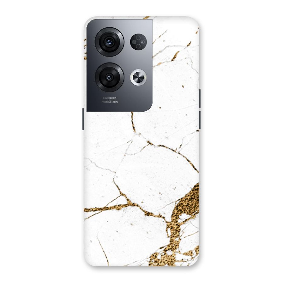 White and Gold Design Back Case for Oppo Reno8 Pro 5G