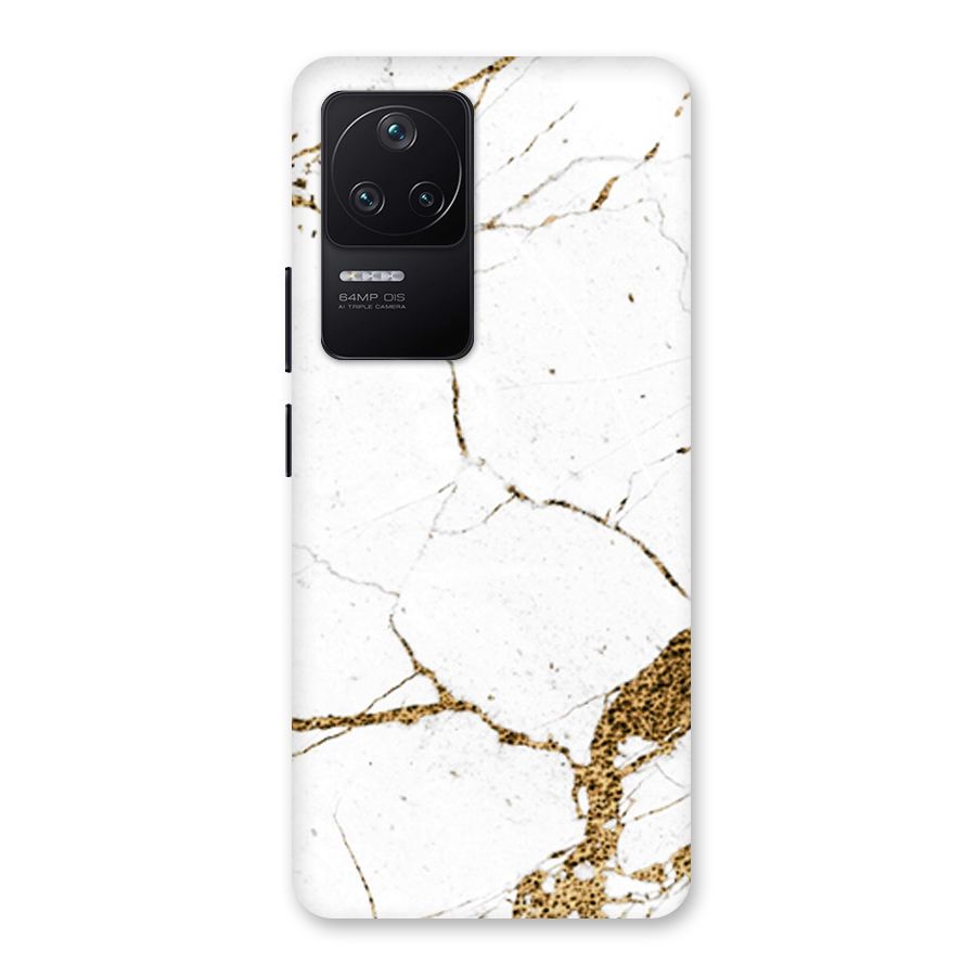 White and Gold Design Back Case for Poco F4 5G