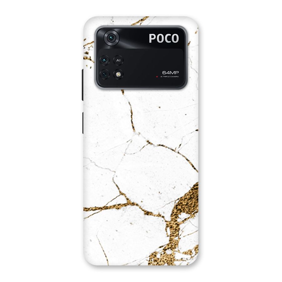 White and Gold Design Back Case for Poco M4 Pro 4G