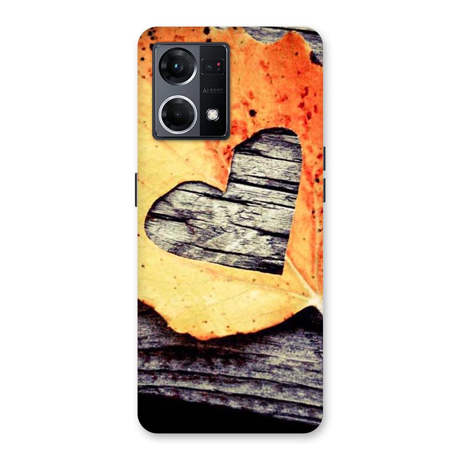 Wood Heart Leaf Glass Back Case for Oppo F21 Pro 5G