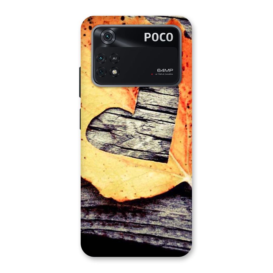 Wood Heart Leaf Back Case for Poco M4 Pro 4G
