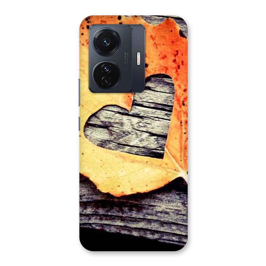 Wood Heart Leaf Back Case for Vivo T1 Pro