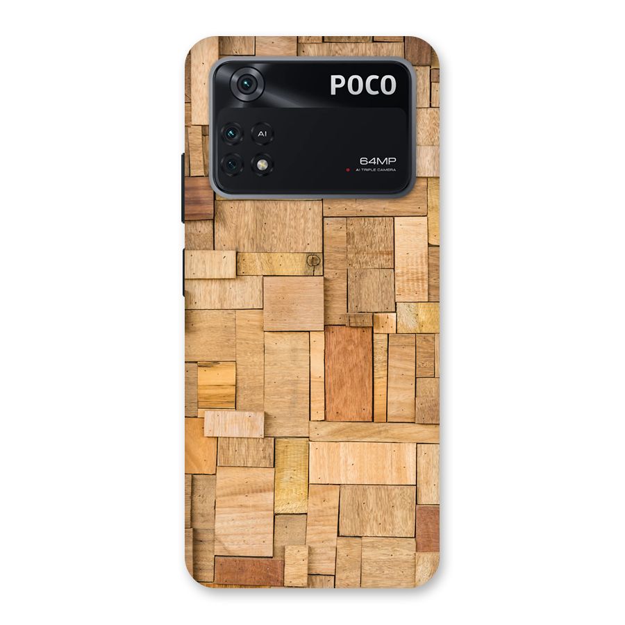 Wooden Blocks Back Case for Poco M4 Pro 4G