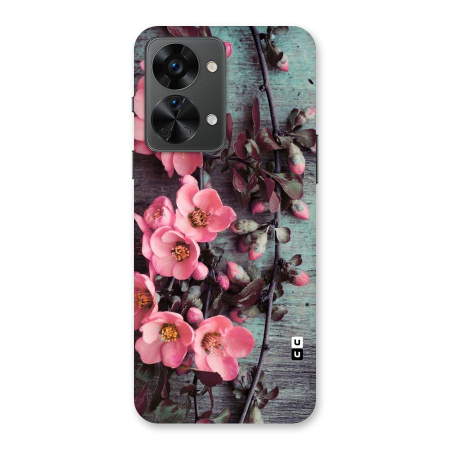 Wooden Floral Pink Back Case for OnePlus Nord 2T