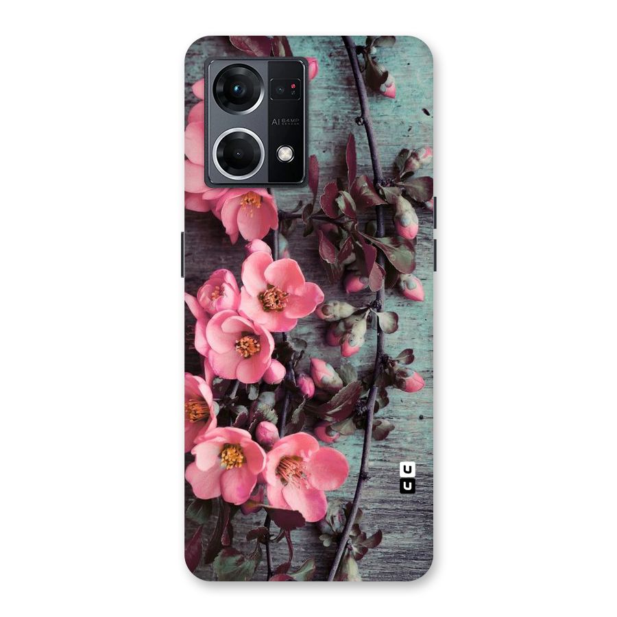 Wooden Floral Pink Glass Back Case for Oppo F21 Pro 5G