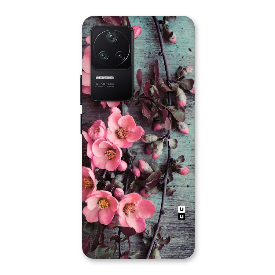 Wooden Floral Pink Back Case for Poco F4 5G