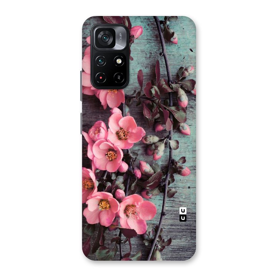 Wooden Floral Pink Back Case for Poco M4 Pro 5G