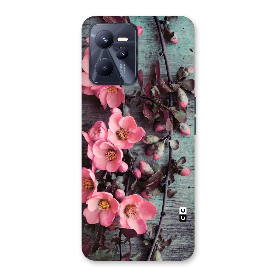 Wooden Floral Pink Back Case for Realme C35