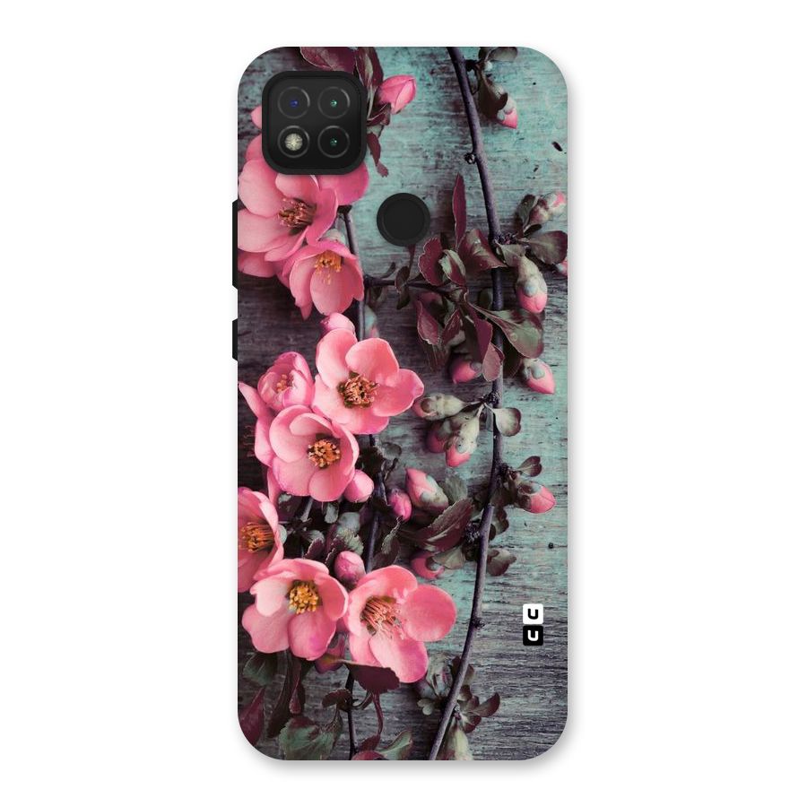 Wooden Floral Pink Back Case for Redmi 9 Activ