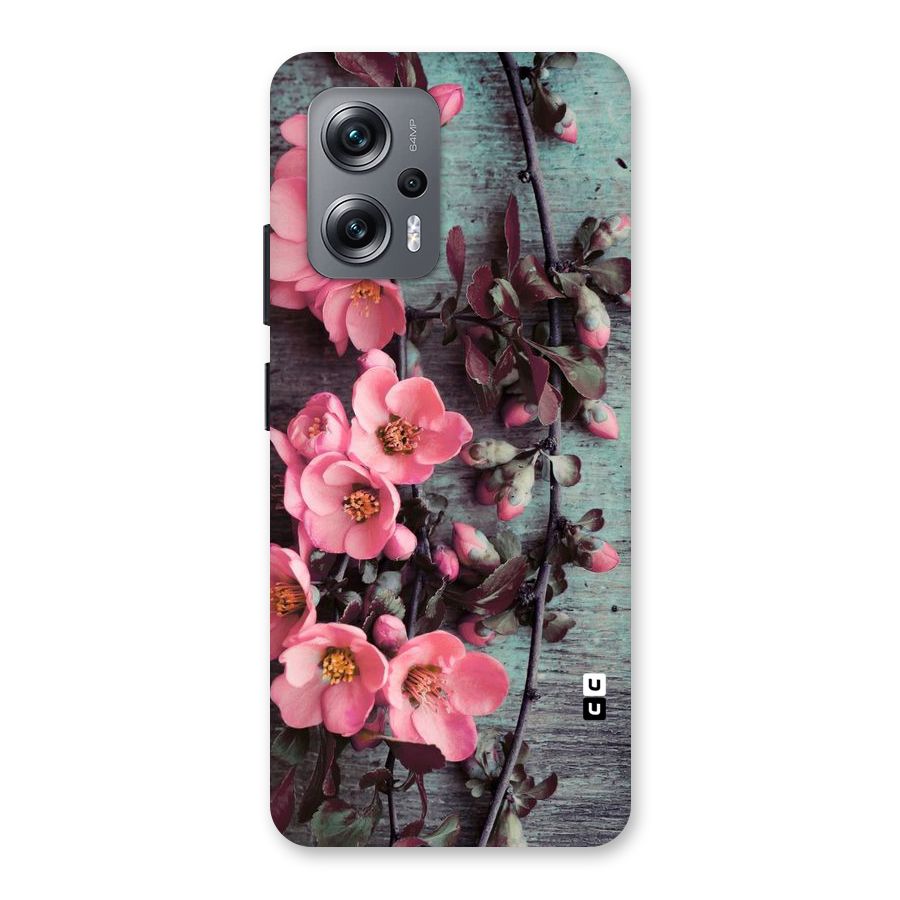 Wooden Floral Pink Back Case for Redmi K50i