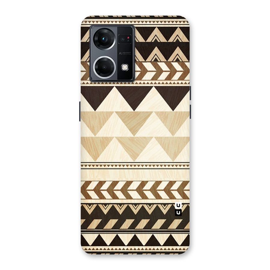 Wooden Printed Chevron Glass Back Case for Oppo F21 Pro 5G