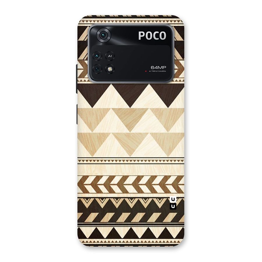 Wooden Printed Chevron Back Case for Poco M4 Pro 4G