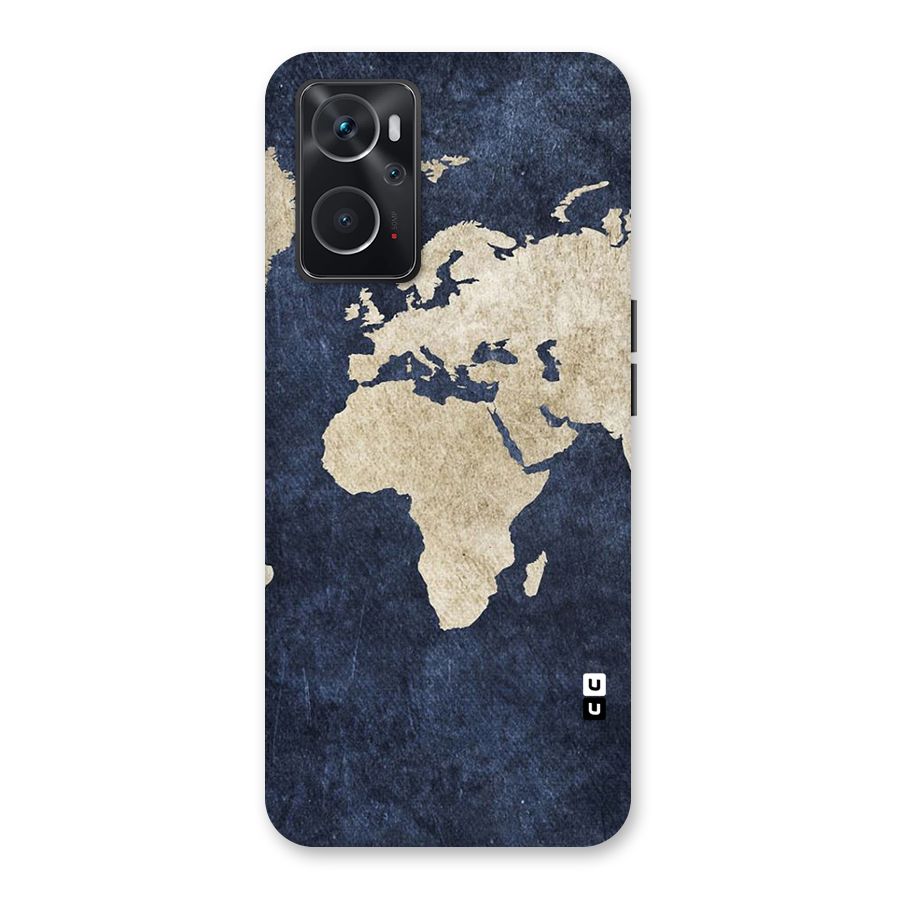 World Map Blue Gold Back Case for Oppo K10 4G