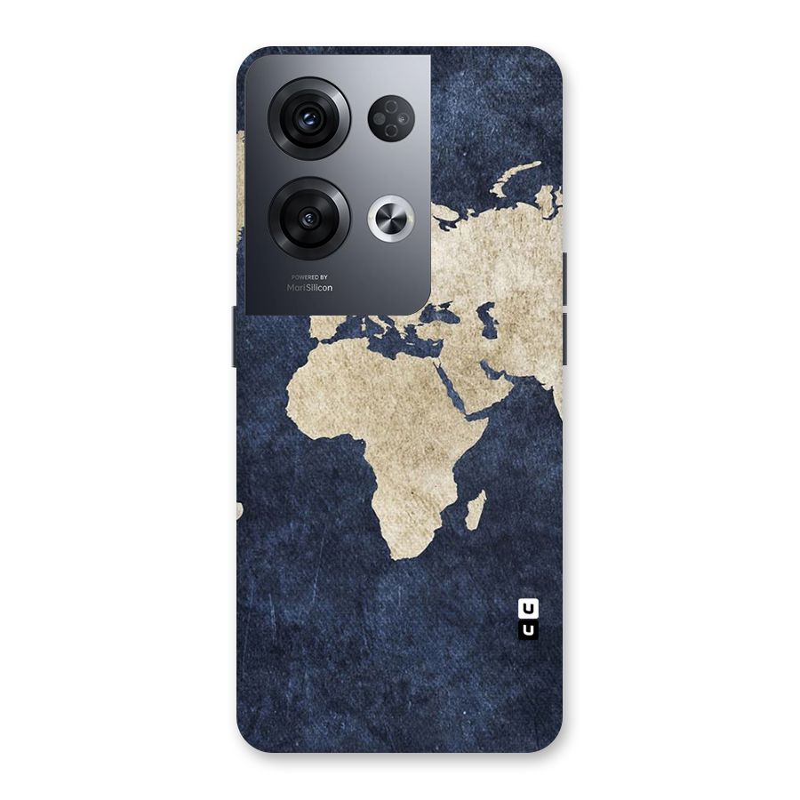 World Map Blue Gold Back Case for Oppo Reno8 Pro 5G