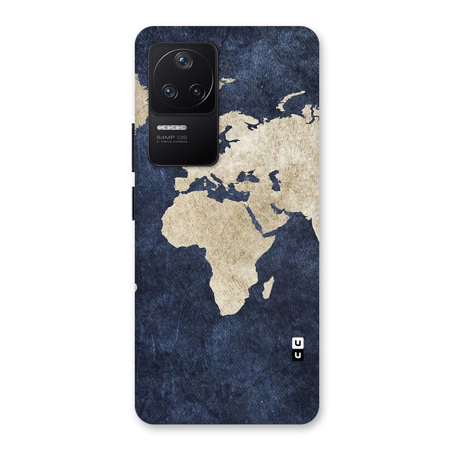 World Map Blue Gold Back Case for Poco F4 5G