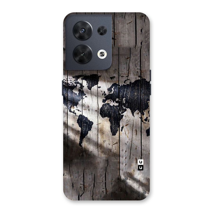 World Map Wood Design Back Case for Oppo Reno8 5G