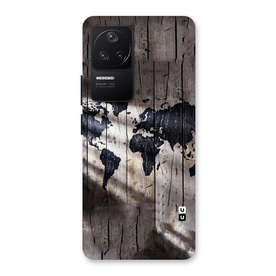 World Map Wood Design Back Case for Poco F4 5G