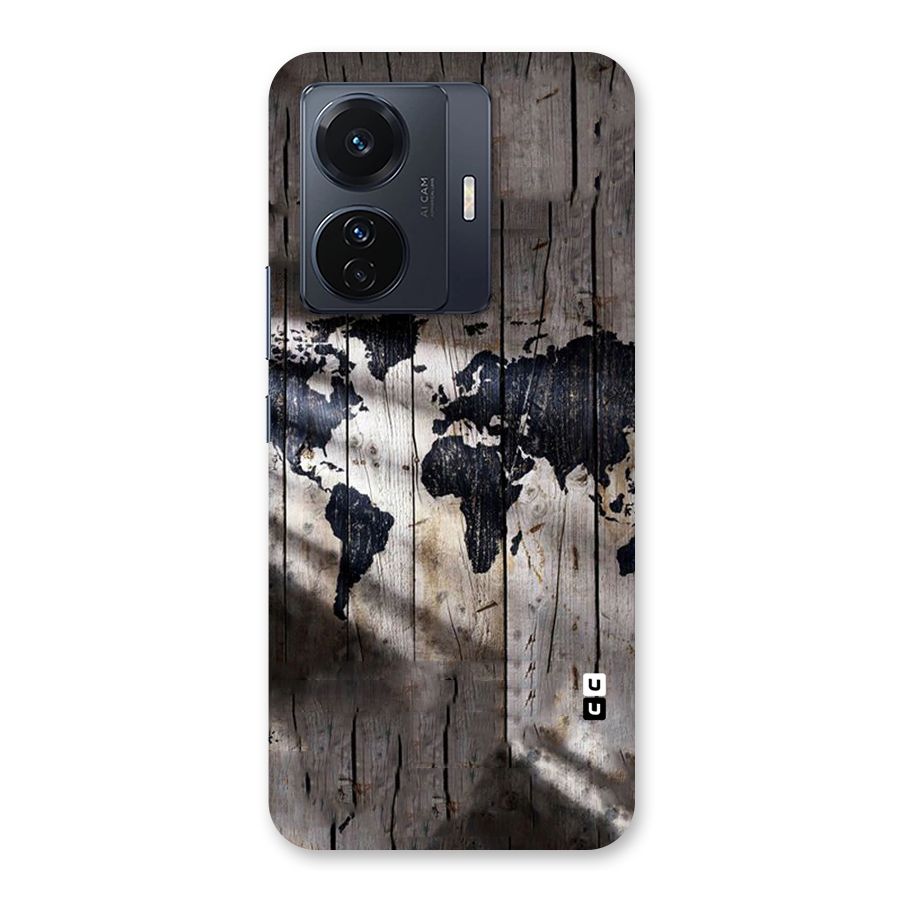 World Map Wood Design Back Case for Vivo T1 Pro
