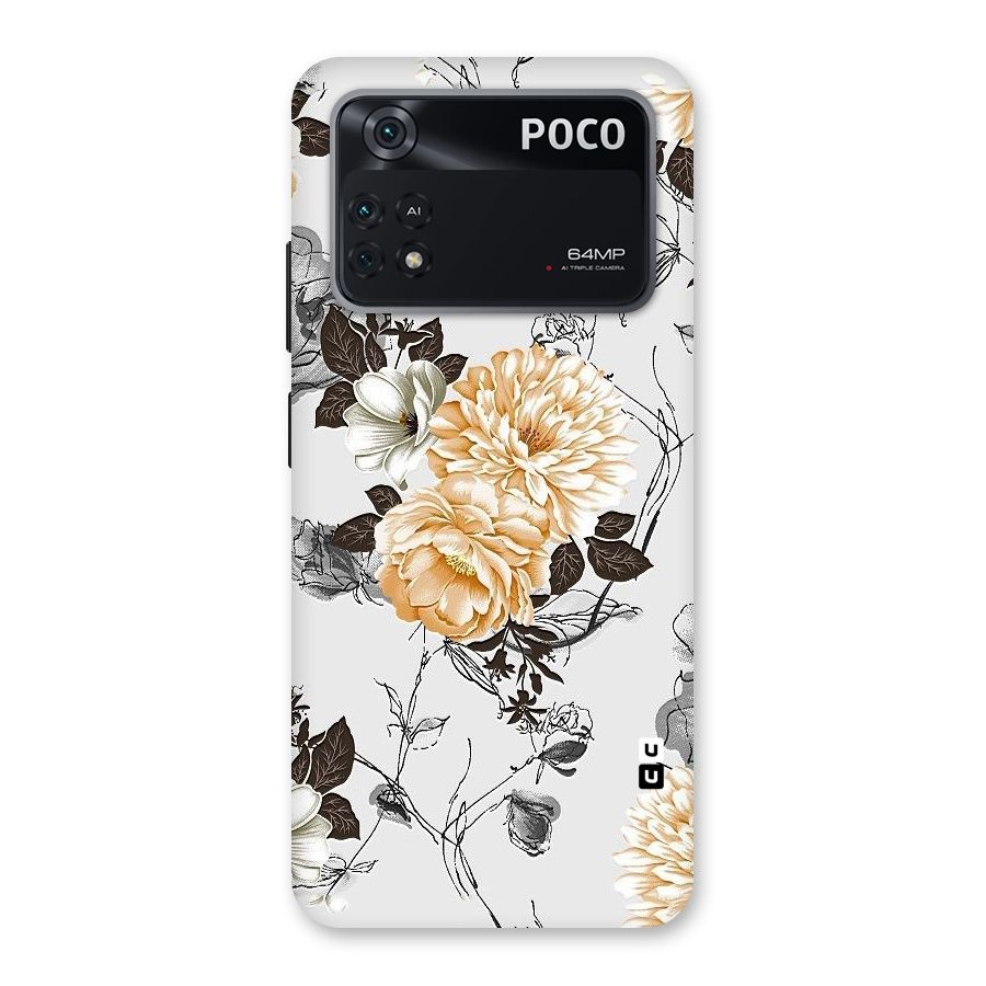 Yellow Floral Back Case for Poco M4 Pro 4G