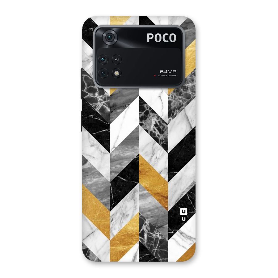 Yellow Grey Marble Back Case for Poco M4 Pro 4G