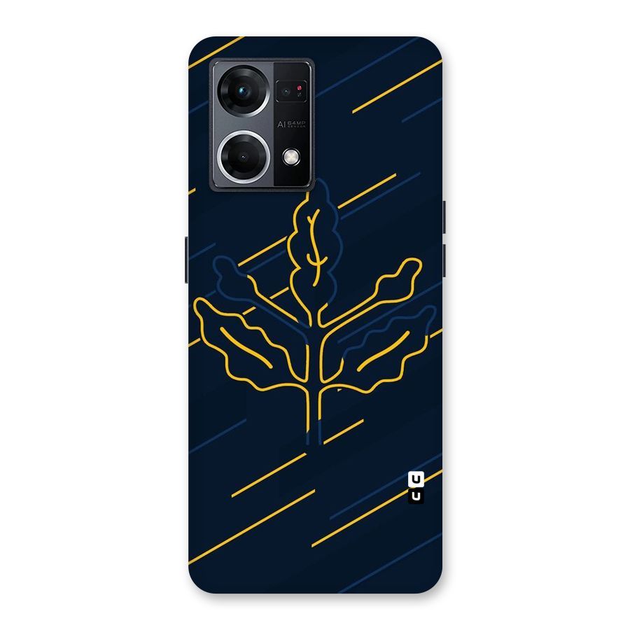 Yellow Leaf Line Glass Back Case for Oppo F21 Pro 5G