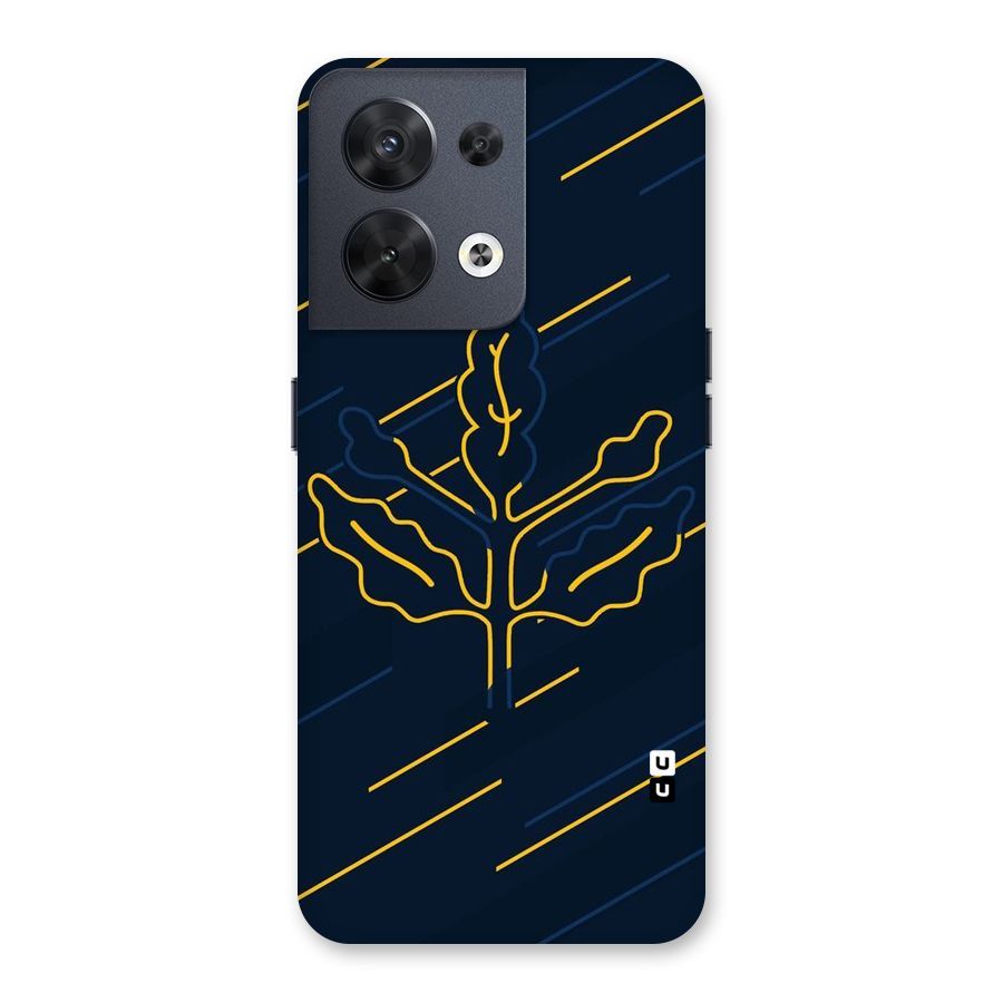 Yellow Leaf Line Back Case for Oppo Reno8 5G