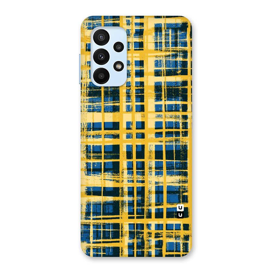 Yellow Rugged Check Design Back Case for Galaxy A23