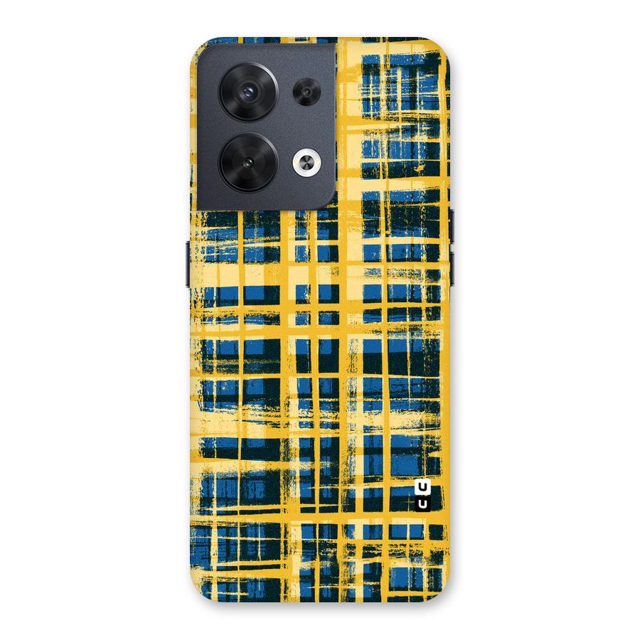 Yellow Rugged Check Design Back Case for Oppo Reno8 5G