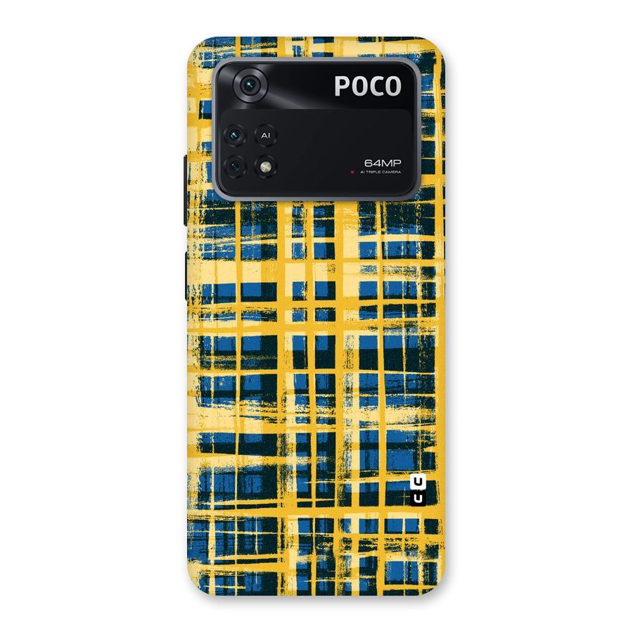 Yellow Rugged Check Design Back Case for Poco M4 Pro 4G