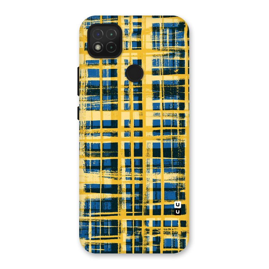 Yellow Rugged Check Design Back Case for Redmi 9 Activ