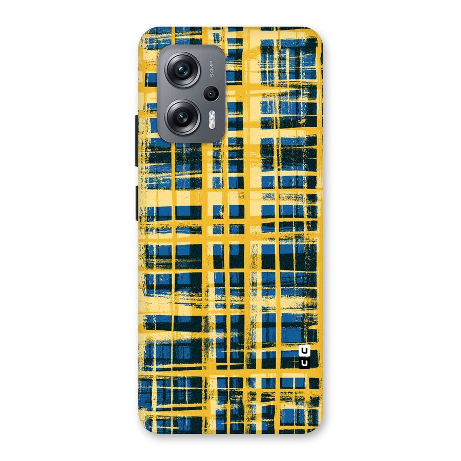 Yellow Rugged Check Design Back Case for Redmi K50i