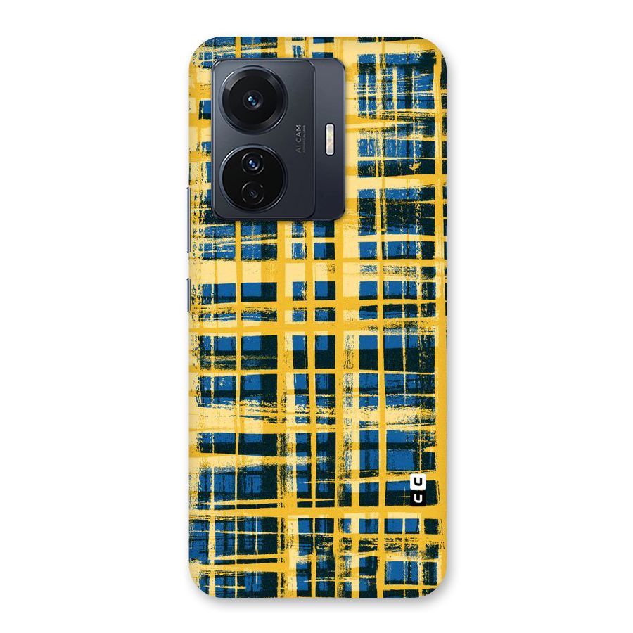 Yellow Rugged Check Design Back Case for Vivo T1 Pro