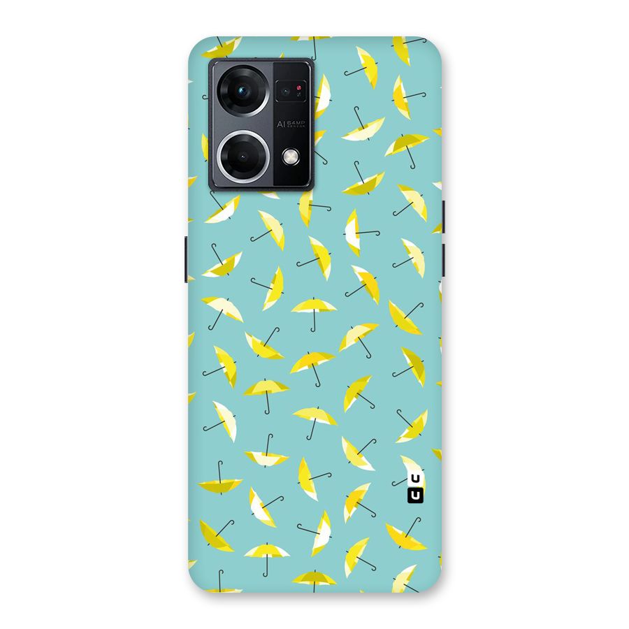 Yellow Umbrella Pattern Glass Back Case for Oppo F21 Pro 5G