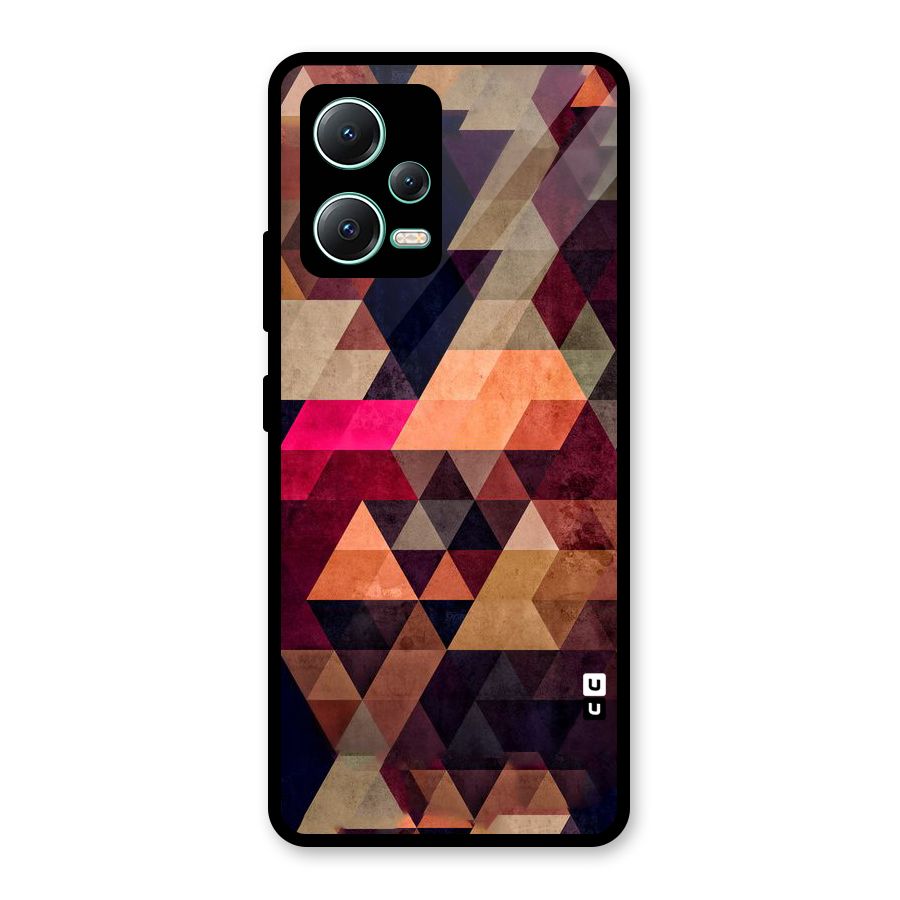 Abstract Beauty Triangles Glass Back Case for Redmi Note 12 5G