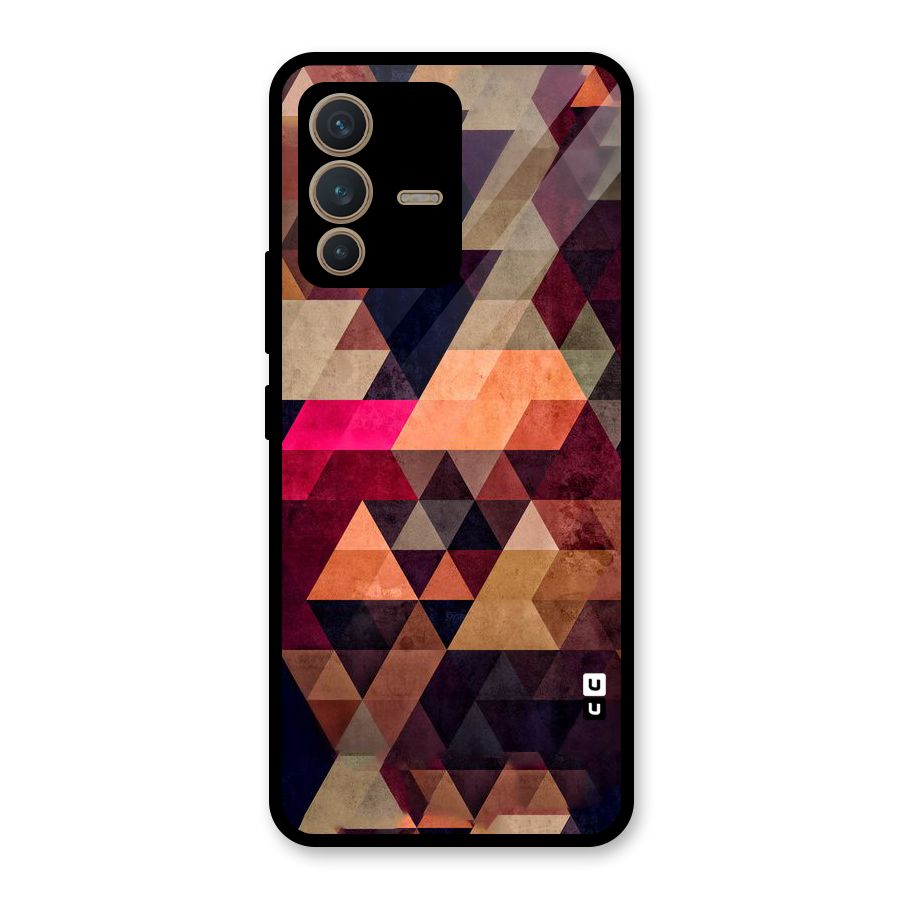 Abstract Beauty Triangles Glass Back Case for Vivo V23 5G