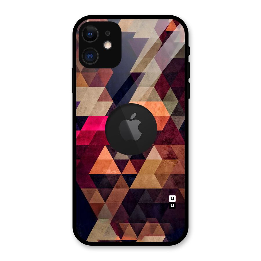 Abstract Beauty Triangles Glass Back Case for iPhone 11 Logo Cut
