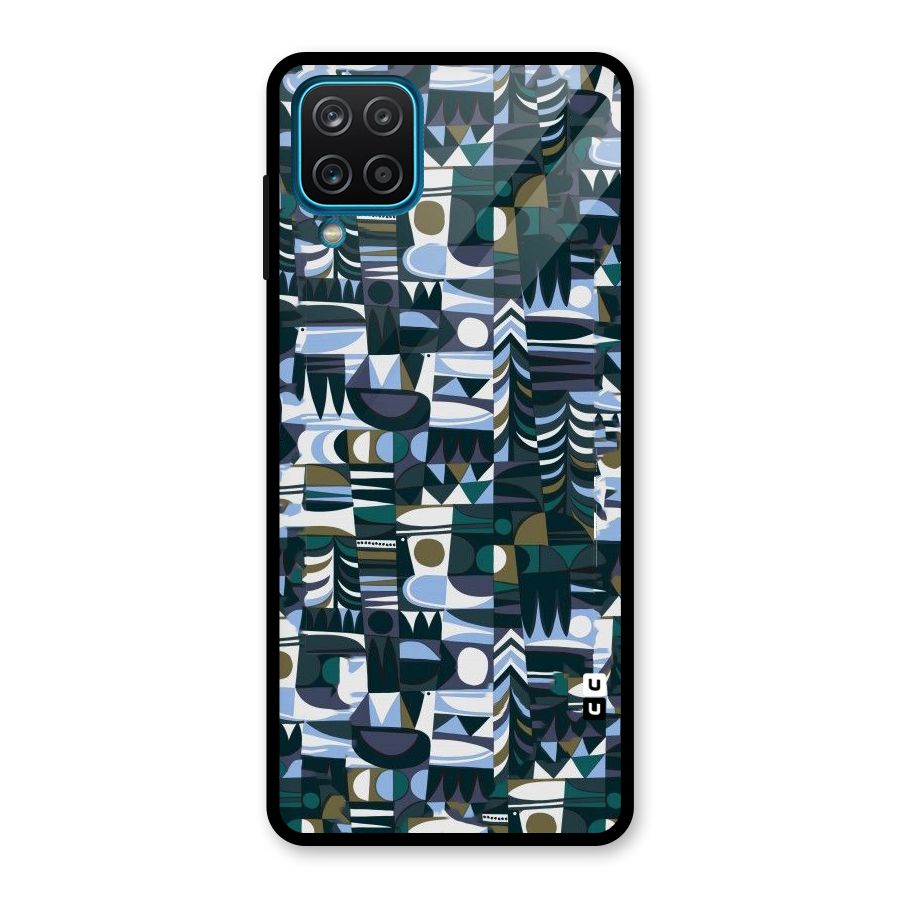Abstract Blues Glass Back Case for Galaxy A12