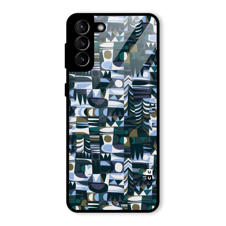 Abstract Blues Glass Back Case for Galaxy S21 Plus