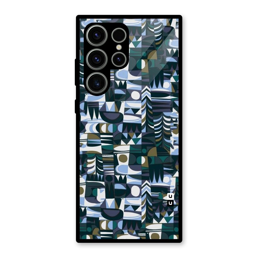 Abstract Blues Glass Back Case for Galaxy S23 Ultra