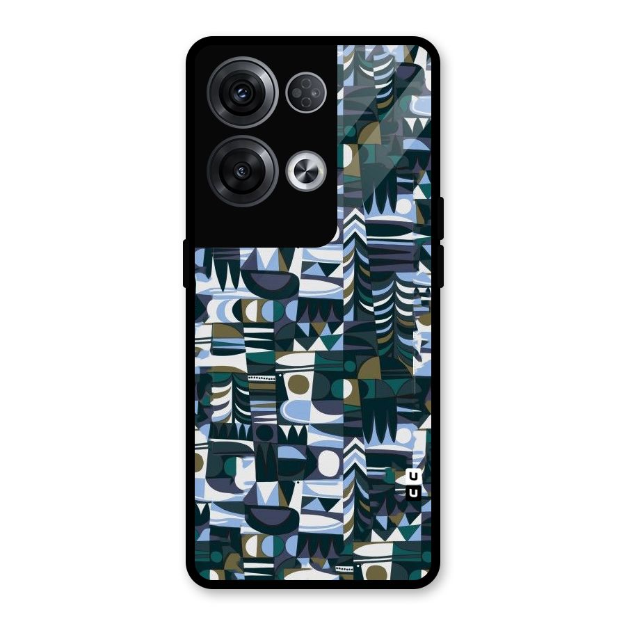 Abstract Blues Glass Back Case for Oppo Reno8 Pro 5G
