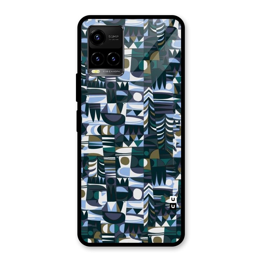 Abstract Blues Glass Back Case for Vivo Y21T