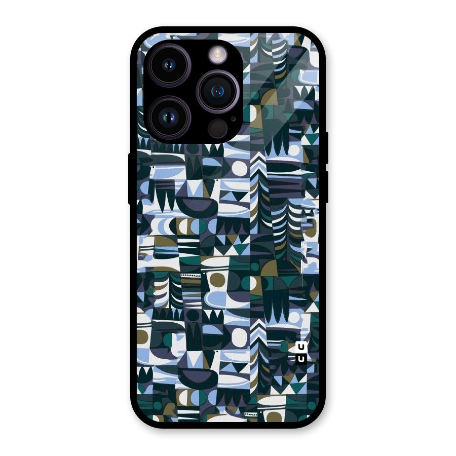 Abstract Blues Glass Back Case for iPhone 14 Pro