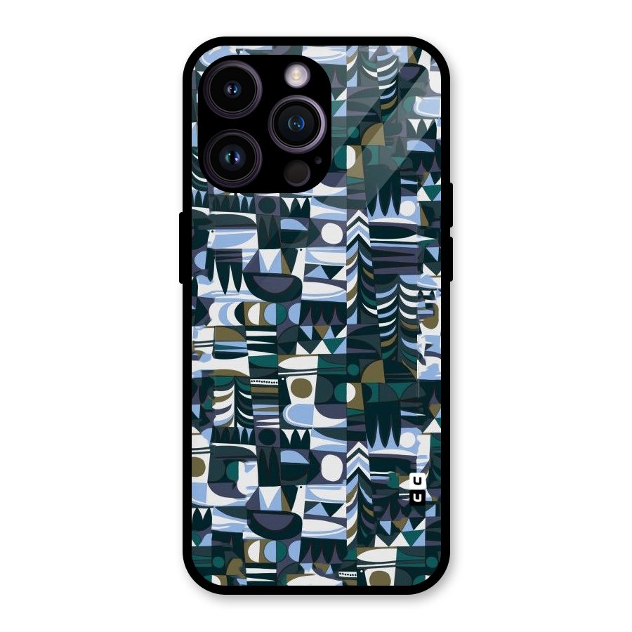 Abstract Blues Glass Back Case for iPhone 14 Pro Max