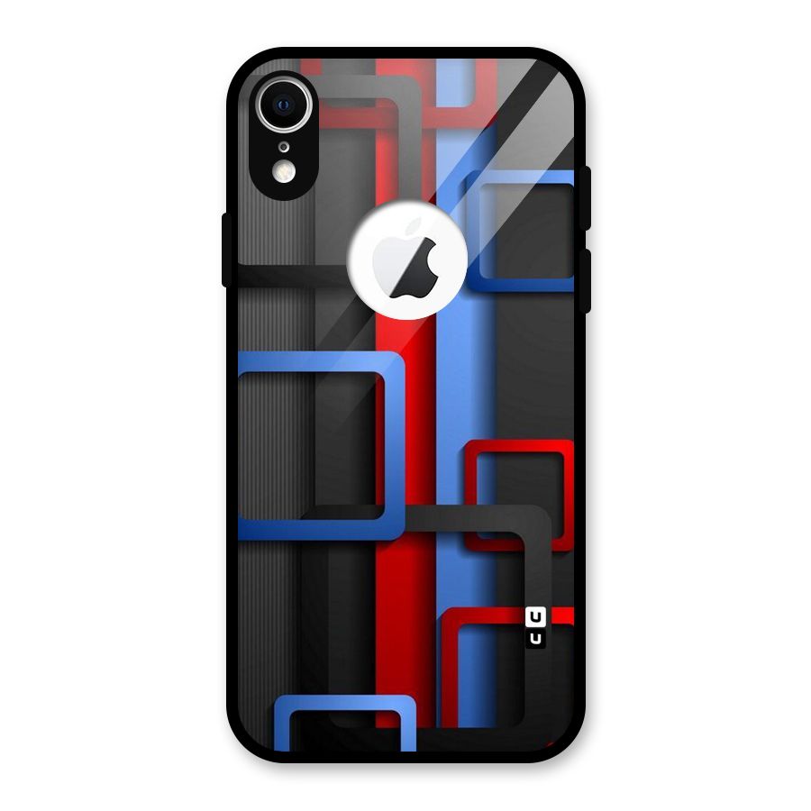 Abstract Box Glass Back Case for iPhone XR Logo Cut